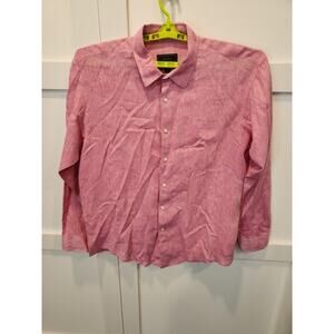 Jos. A Bank Shirt Mens XL Pink 100% Linen Long Sleeve Preppy Hippie Bohemian Dad